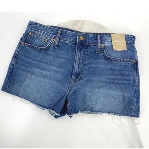 Madewell Relaxed Denim Shorts W 31 Mid Rise Raw Hem‎ Distressed Blue Jean